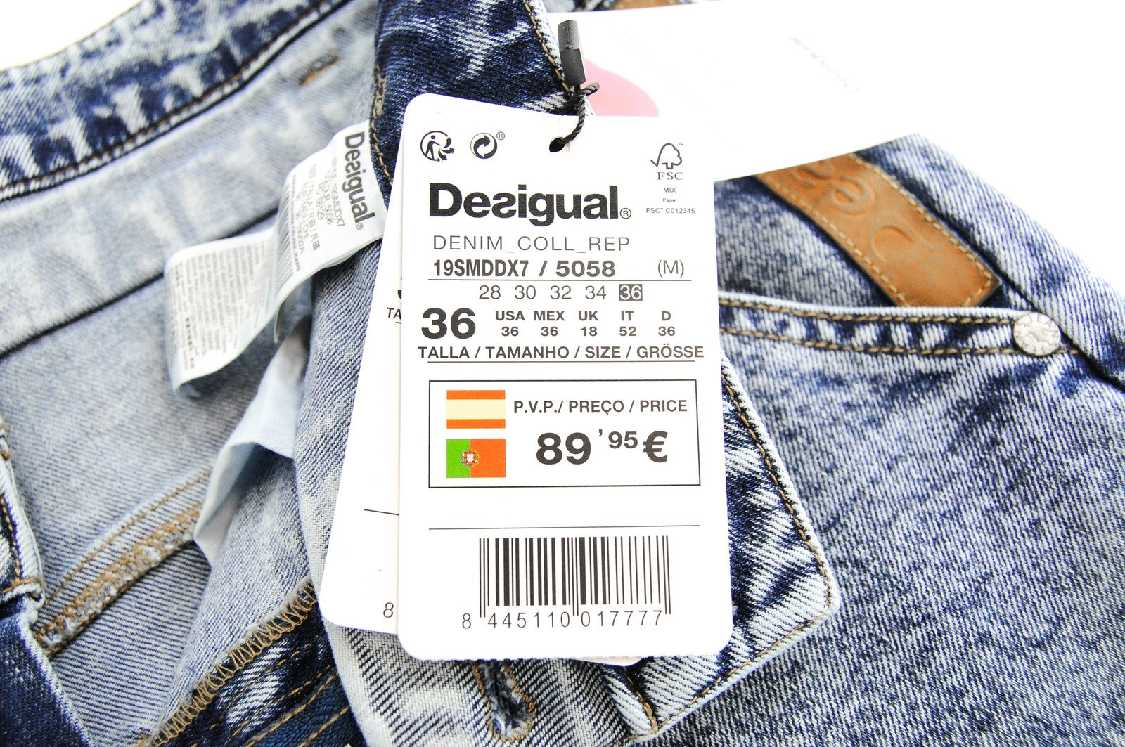 DESIGUAL Coll vyriški Slim džinsai UK18 mėlyni, skalbti, tamprūs, laisvalaikio medvilniniai džinsai 