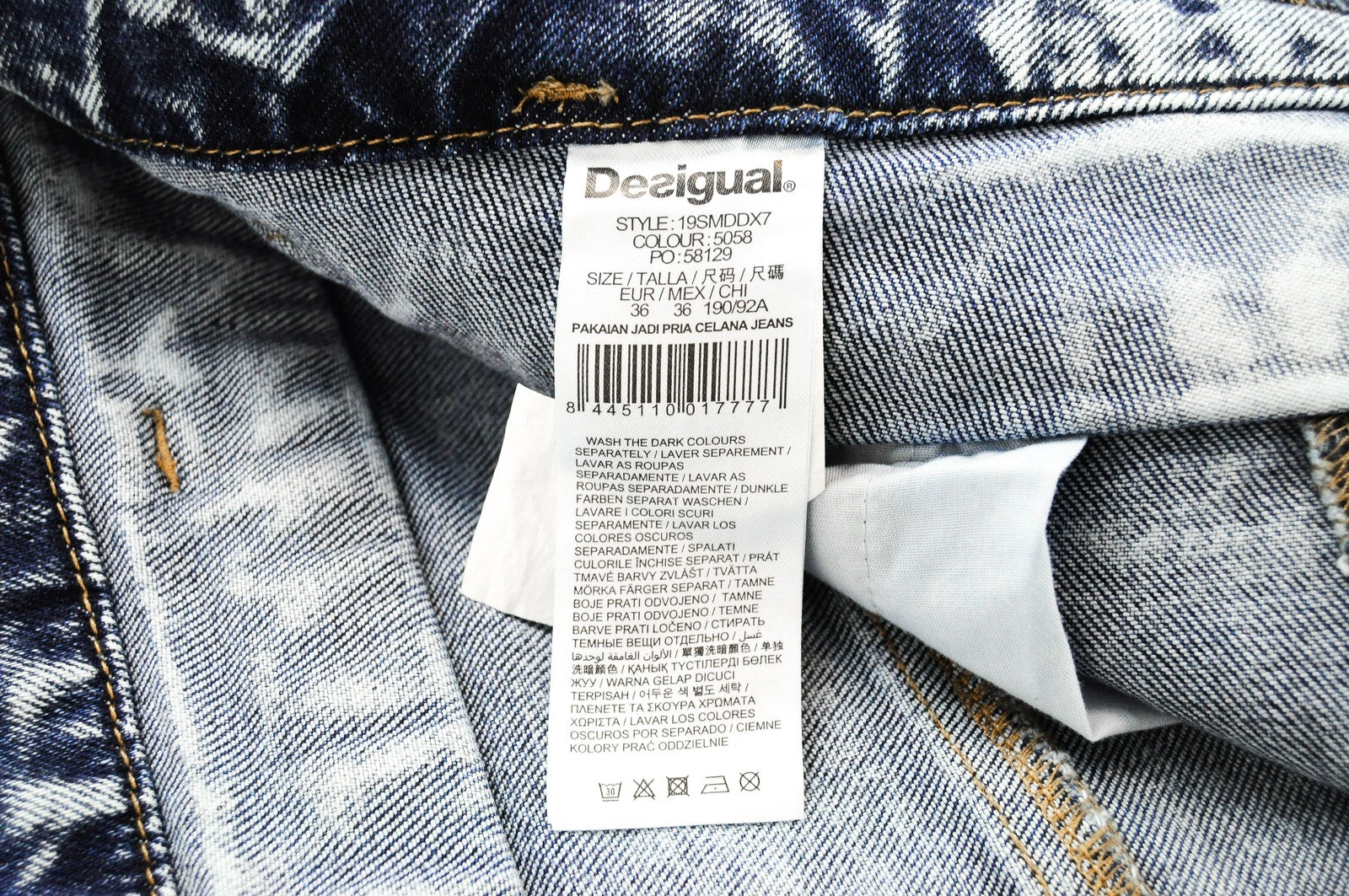 DESIGUAL Coll vyriški Slim džinsai UK18 mėlyni, skalbti, tamprūs, laisvalaikio medvilniniai džinsai 