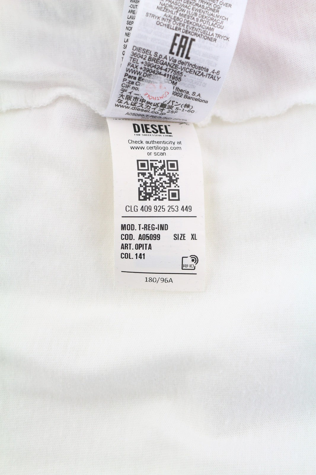 DIESEL T-Reg-Ind moteriški marškinėliai XL dydžio trumpomis rankovėmis, apvalia apykakle, trikotažiniai, RRP 90 € 