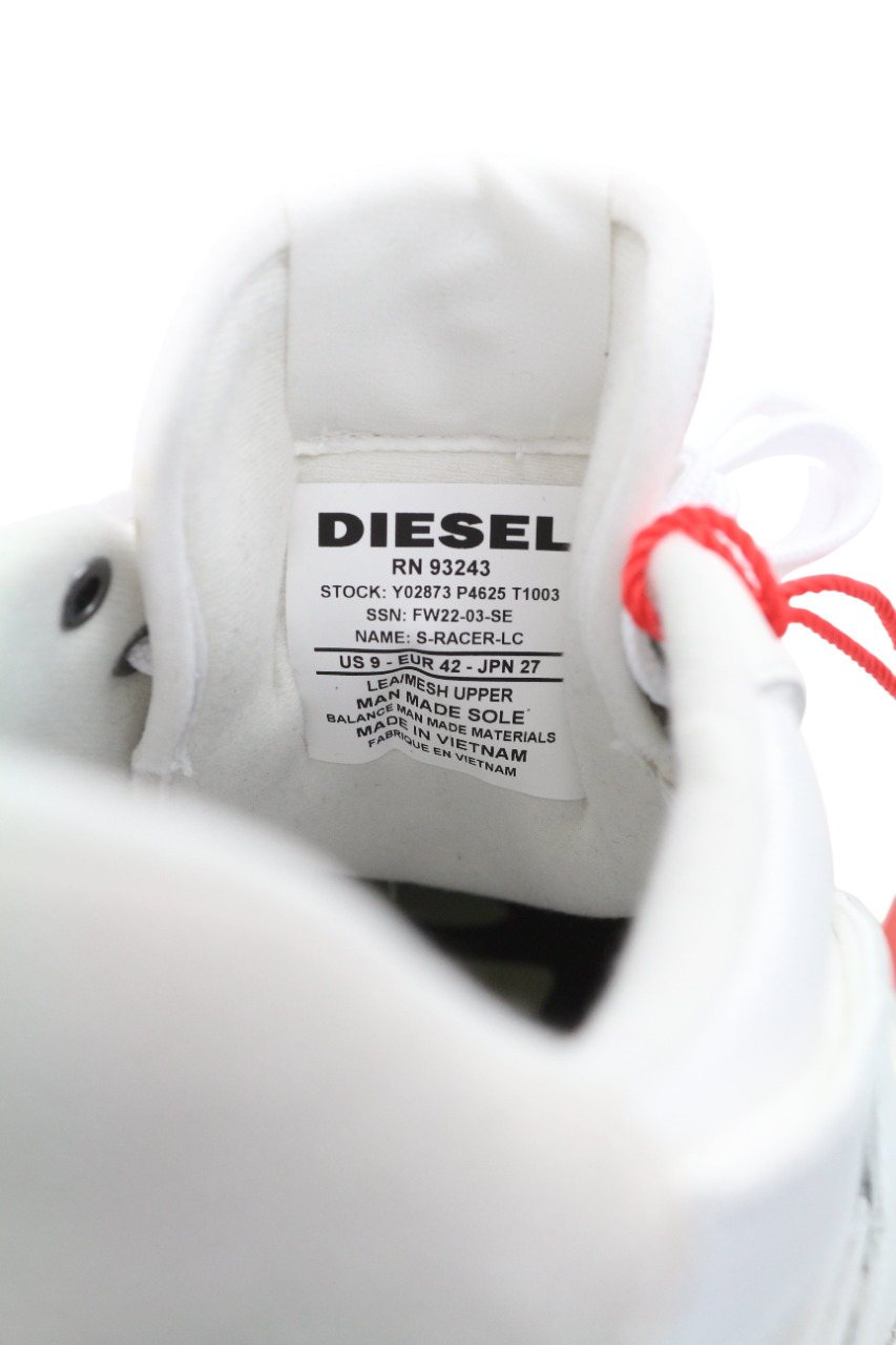 DIESEL S-Racer-Lc vyriški sportbačiai, EU42, balti, zomšiniai, odiniai, RRP 195 € 