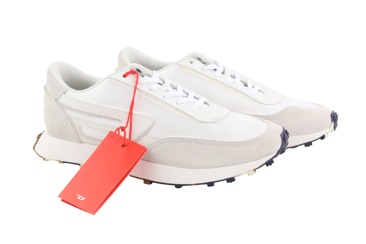 DIESEL S-Racer-Lc vyriški sportbačiai, EU42, balti, zomšiniai, odiniai, RRP 195 € 