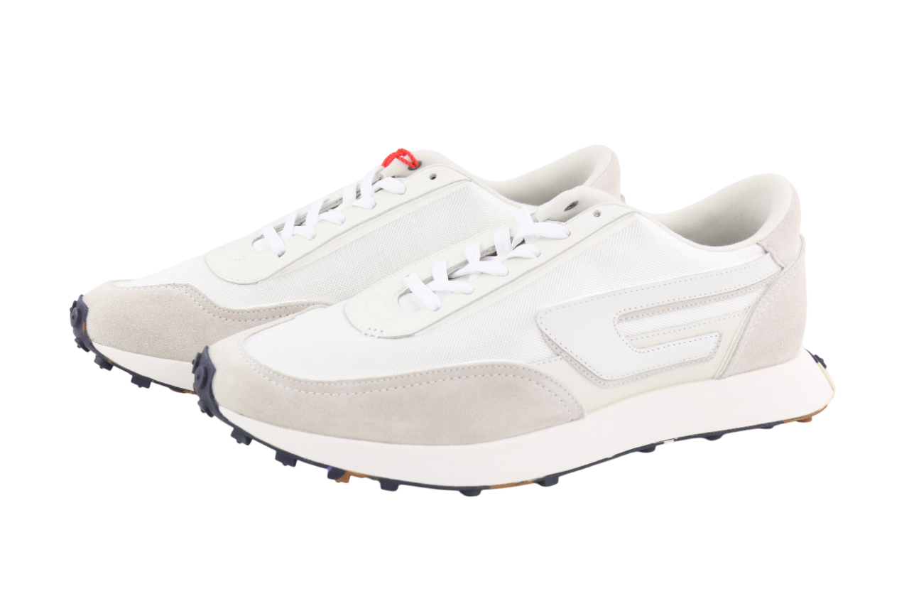 DIESEL S-Racer-Lc vyriški sportbačiai, EU42, balti, zomšiniai, odiniai, RRP 195 € 