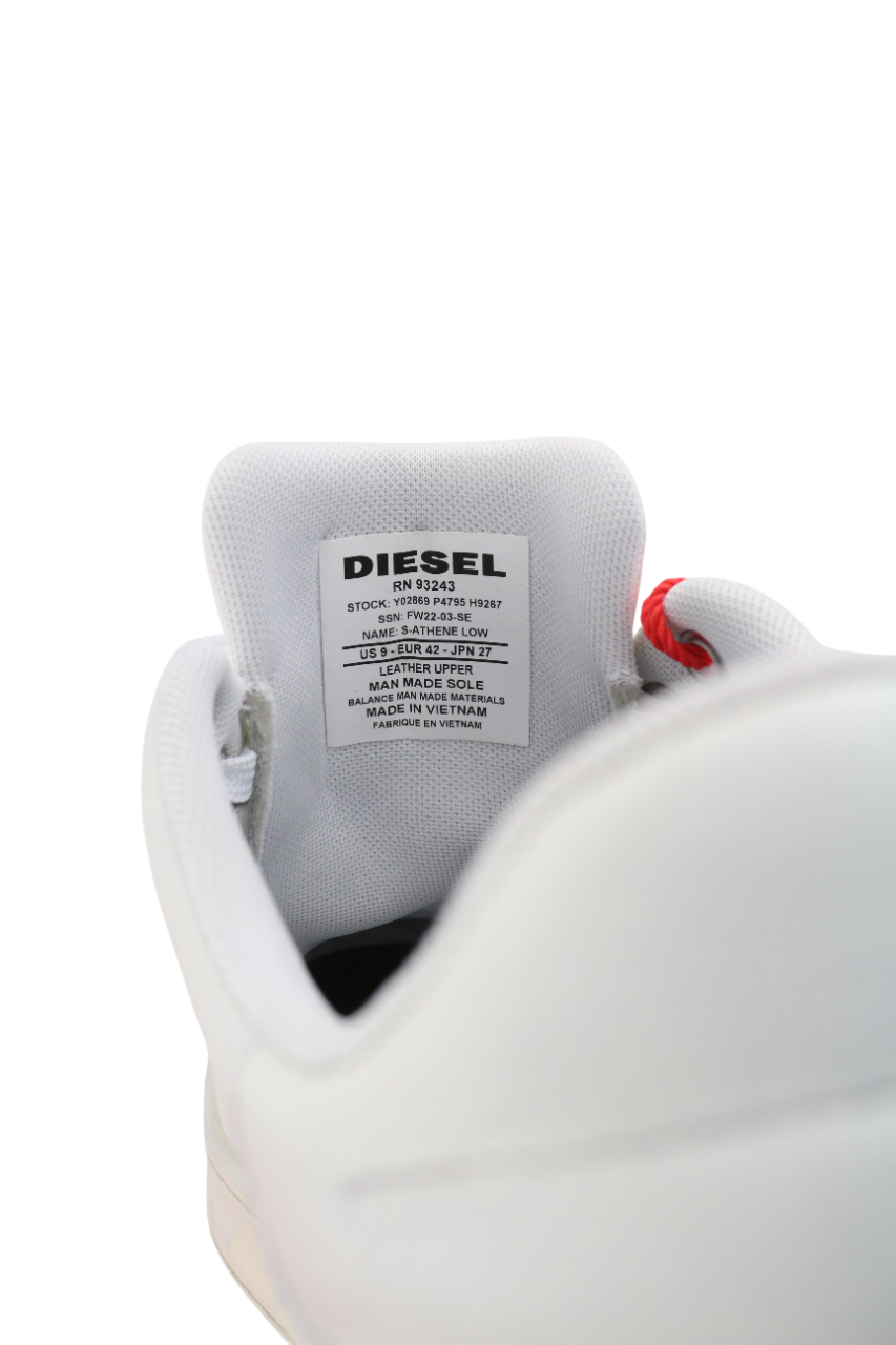 DIESEL S-Athene Low vyriški sportbačiai, balti, odiniai, suvarstomi, 42 dydis, RRP160