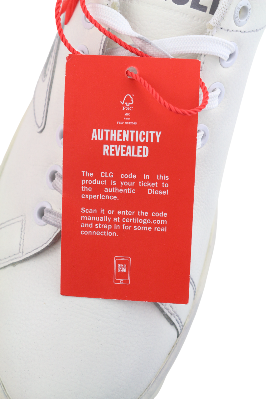 DIESEL S-Athene Low vyriški sportbačiai, balti, odiniai, suvarstomi, 42 dydis, RRP160