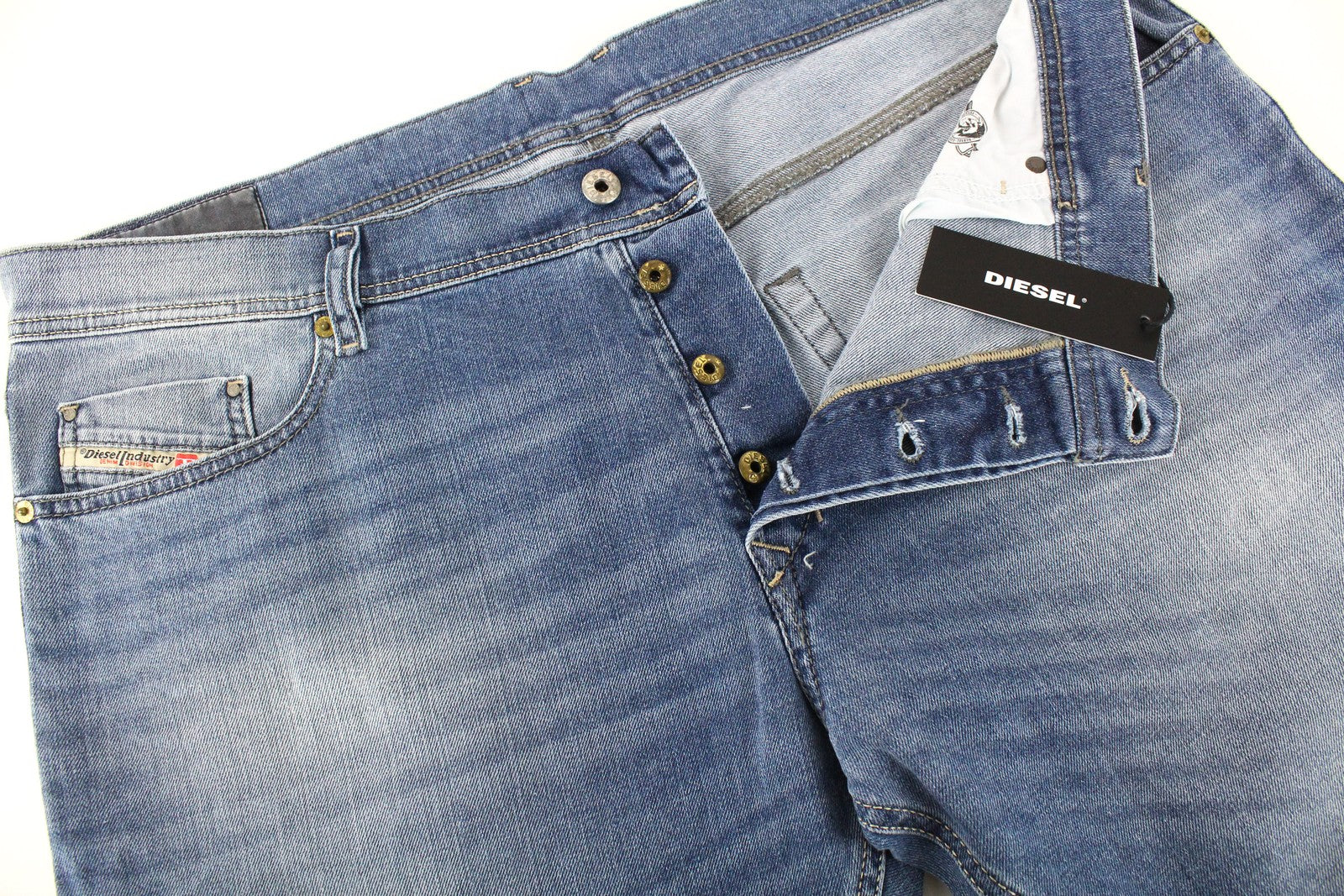 DIESEL Tepphar 0842H vyriški džinsai W40/L32 Slim morkų spalvos, skalbti, tamprūs, mėlyni 