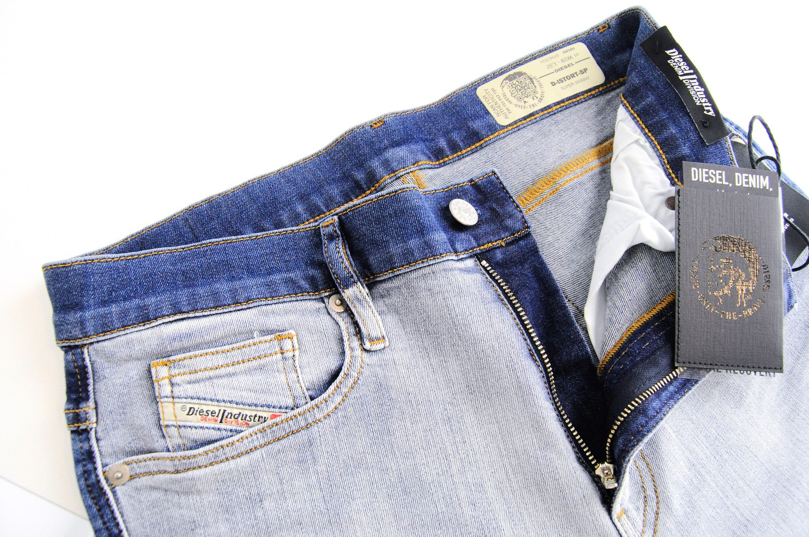 DIESEL D-Istort-SP 085AU vyriški džinsai W29/L32 Slim Skinny mėlyni, tamprios medvilnės 