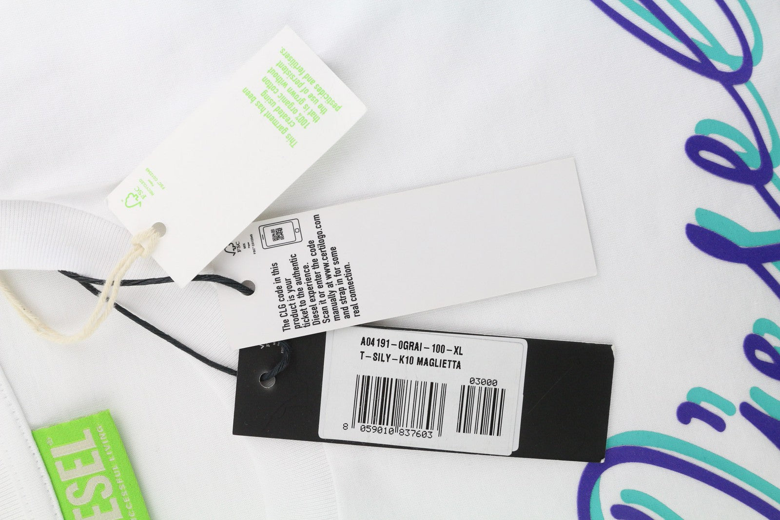 DIESEL T-Sily-K10 moteriški marškinėliai su trumpomis rankovėmis, XL dydžio, su apvalia apykakle, laisvalaikio stiliaus trikotažu. 