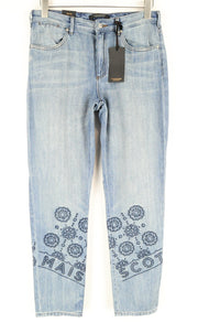 MAISON SCOTCH moteriški džinsai W27/L32 Boyfriend šviesiai mėlyni skalbinių spalvos 