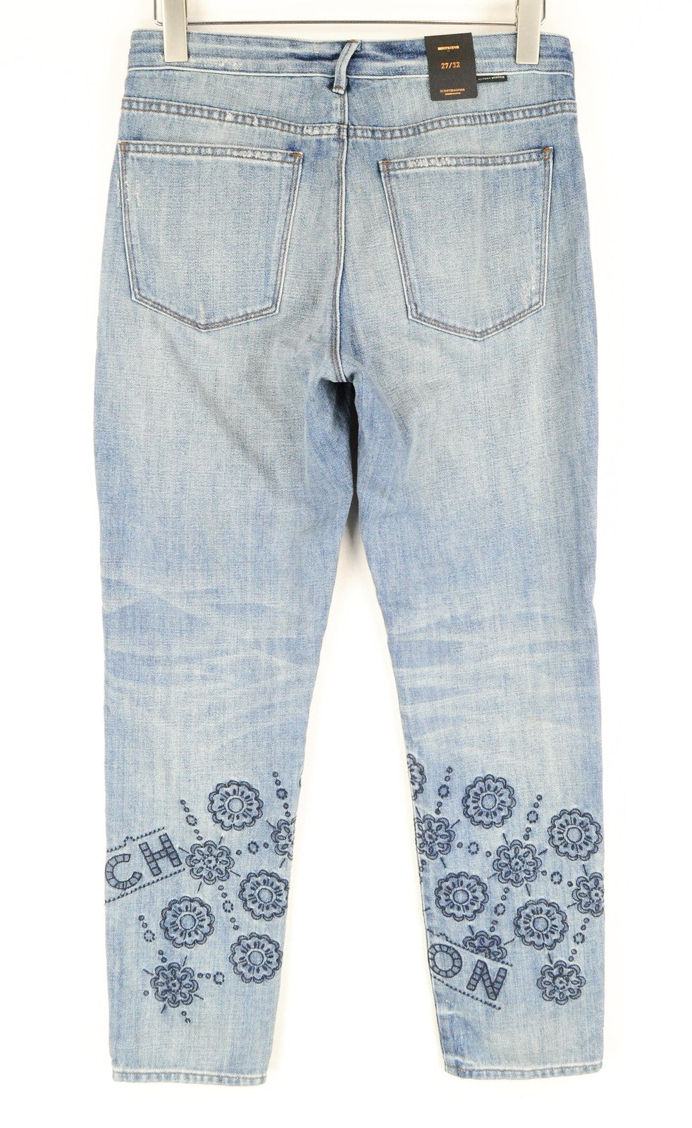 MAISON SCOTCH moteriški džinsai W27/L32 Boyfriend šviesiai mėlyni skalbinių spalvos 