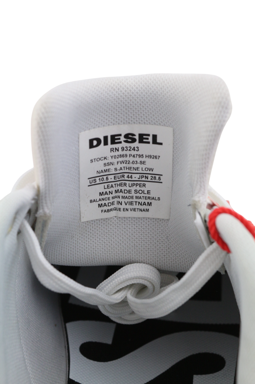 DIESEL S-Athene Low vyriški sportbačiai, EU44, balti, odiniai, suvarstomi, RRP160