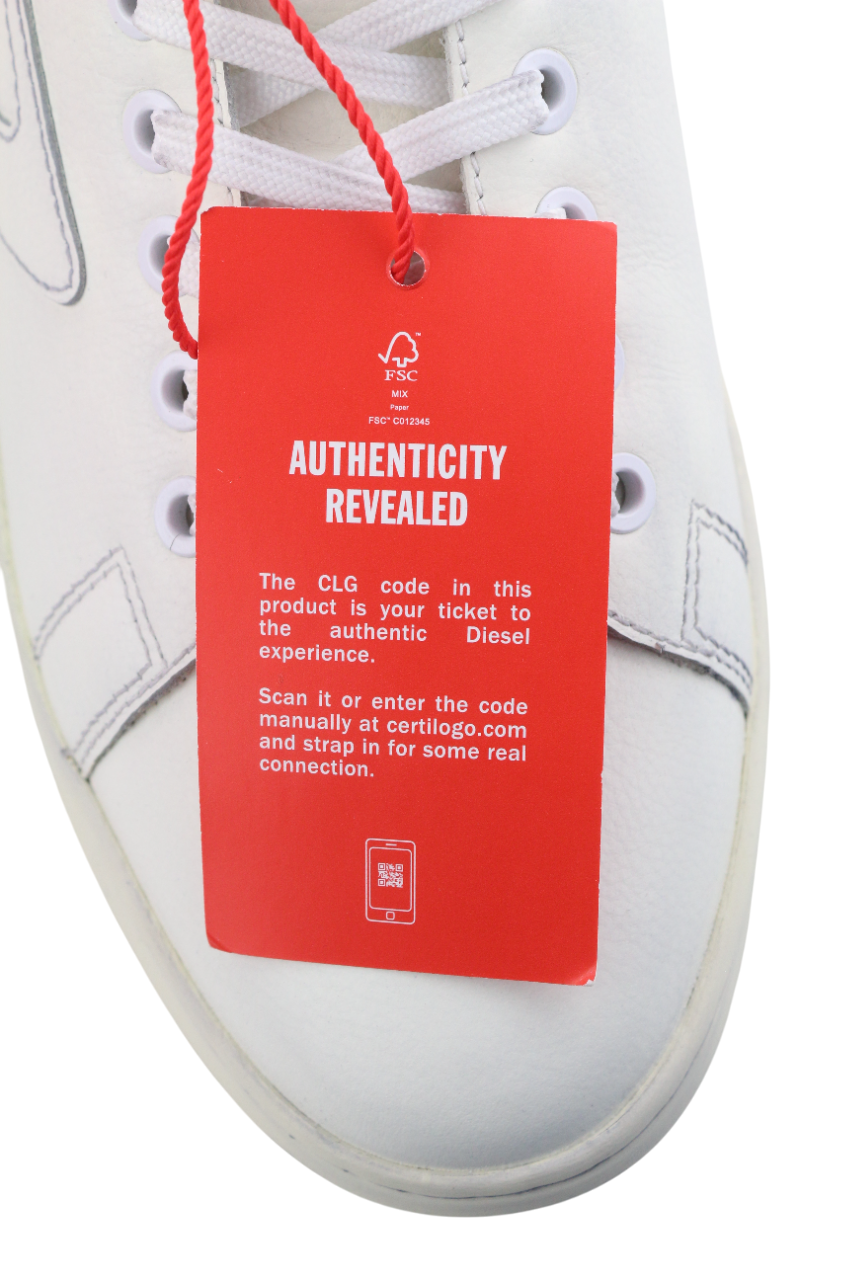 DIESEL S-Athene Low vyriški sportbačiai, EU44, balti, odiniai, suvarstomi, RRP160