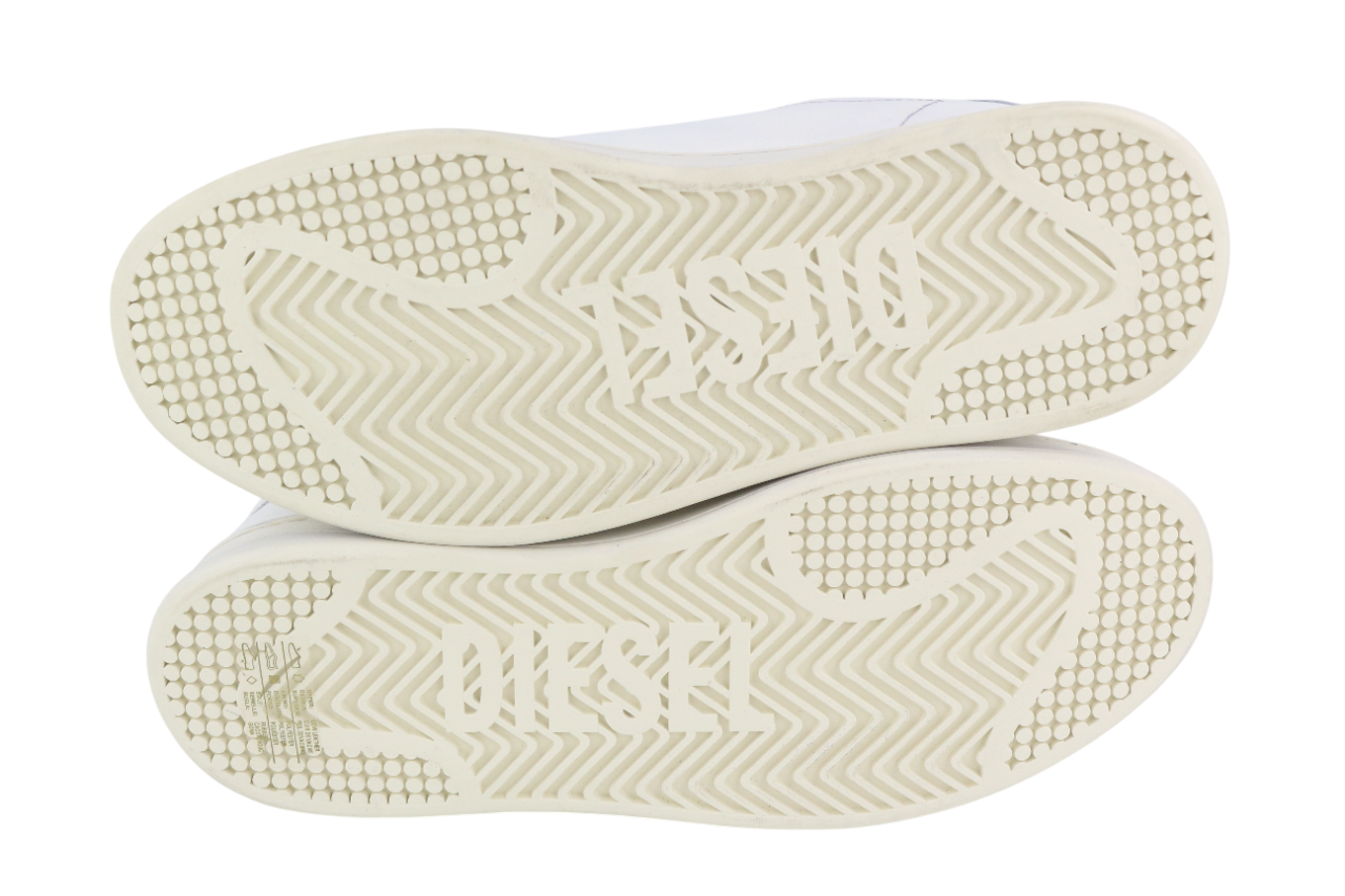 DIESEL S-Athene žemo lygio vyriški sportbačiai, EU41, balti odiniai sportbačiai su raišteliais, rekomenduojama kaina – 160 € 