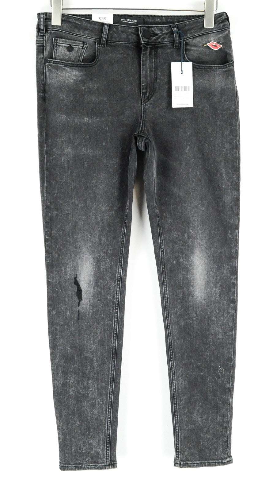 SCOTCH &amp; SODA moteriški aptempti W32/L32 pilki, dirbtinai nusausinti skalbti džinsai 