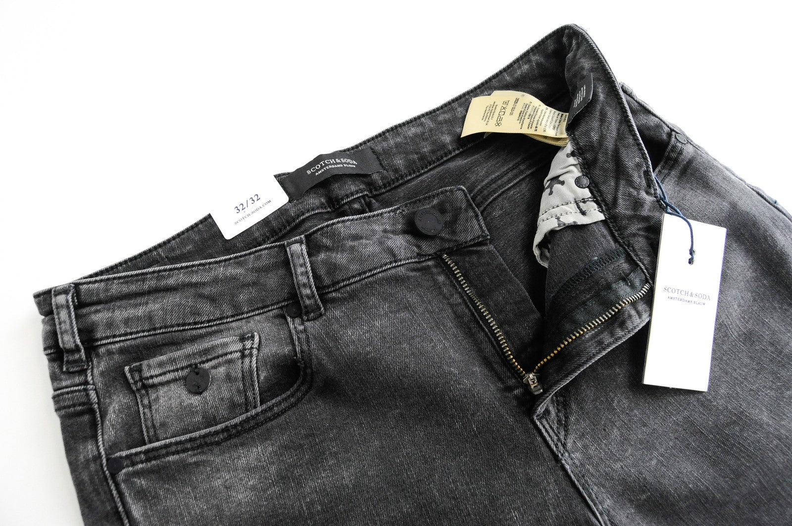 SCOTCH &amp; SODA moteriški aptempti W32/L32 pilki, dirbtinai nusausinti skalbti džinsai 