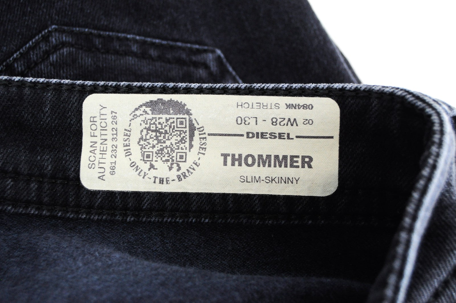 DIESEL Thommer 084NK vyriški džinsai W28/L30 Navy Ploni, elastinga medvilnė, 5 kišenės 
