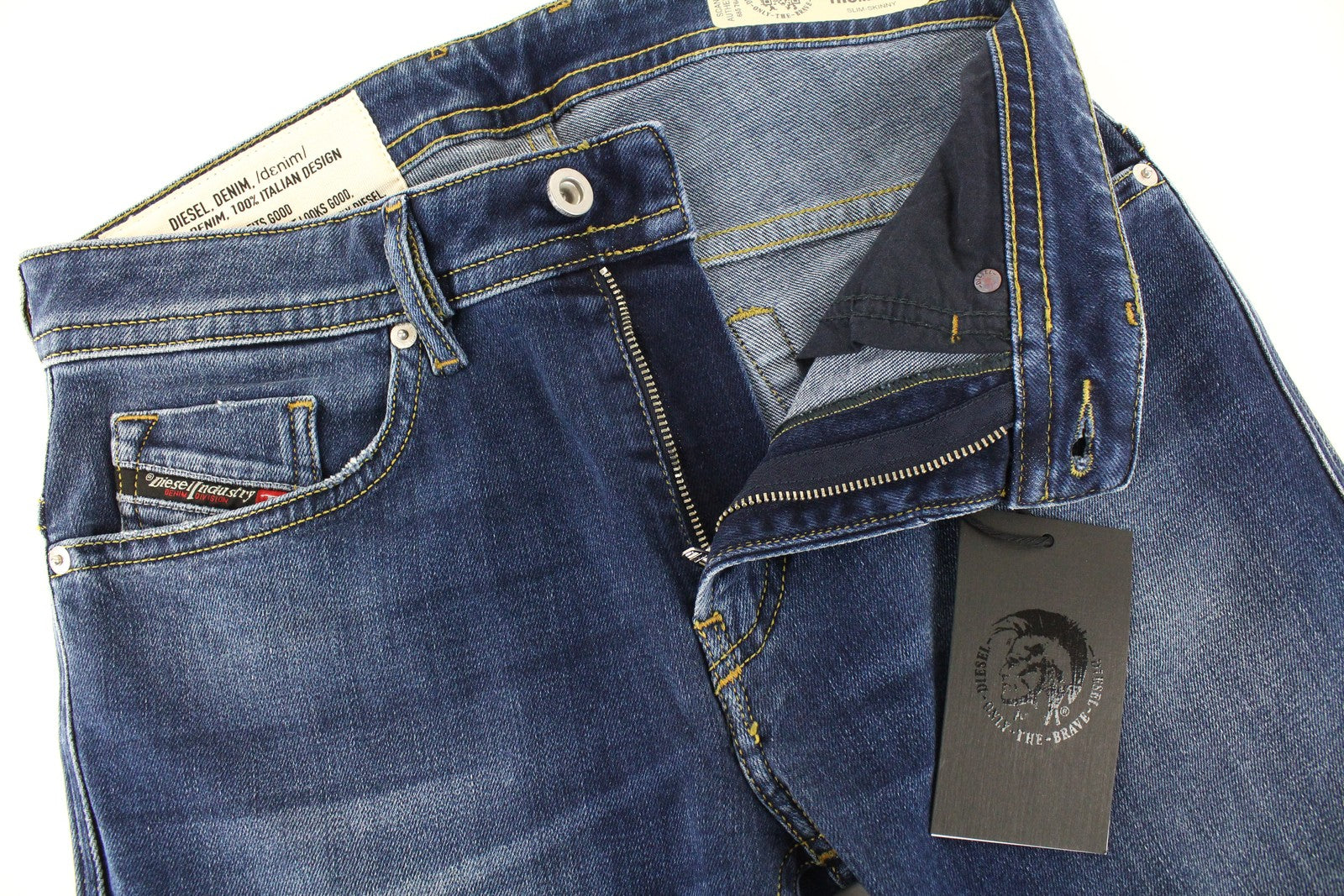 DIESEL Thommer 0870F vyriški džinsai W28/L32 Slim Skinny mėlyni, skalbtos medvilnės, tamprios 