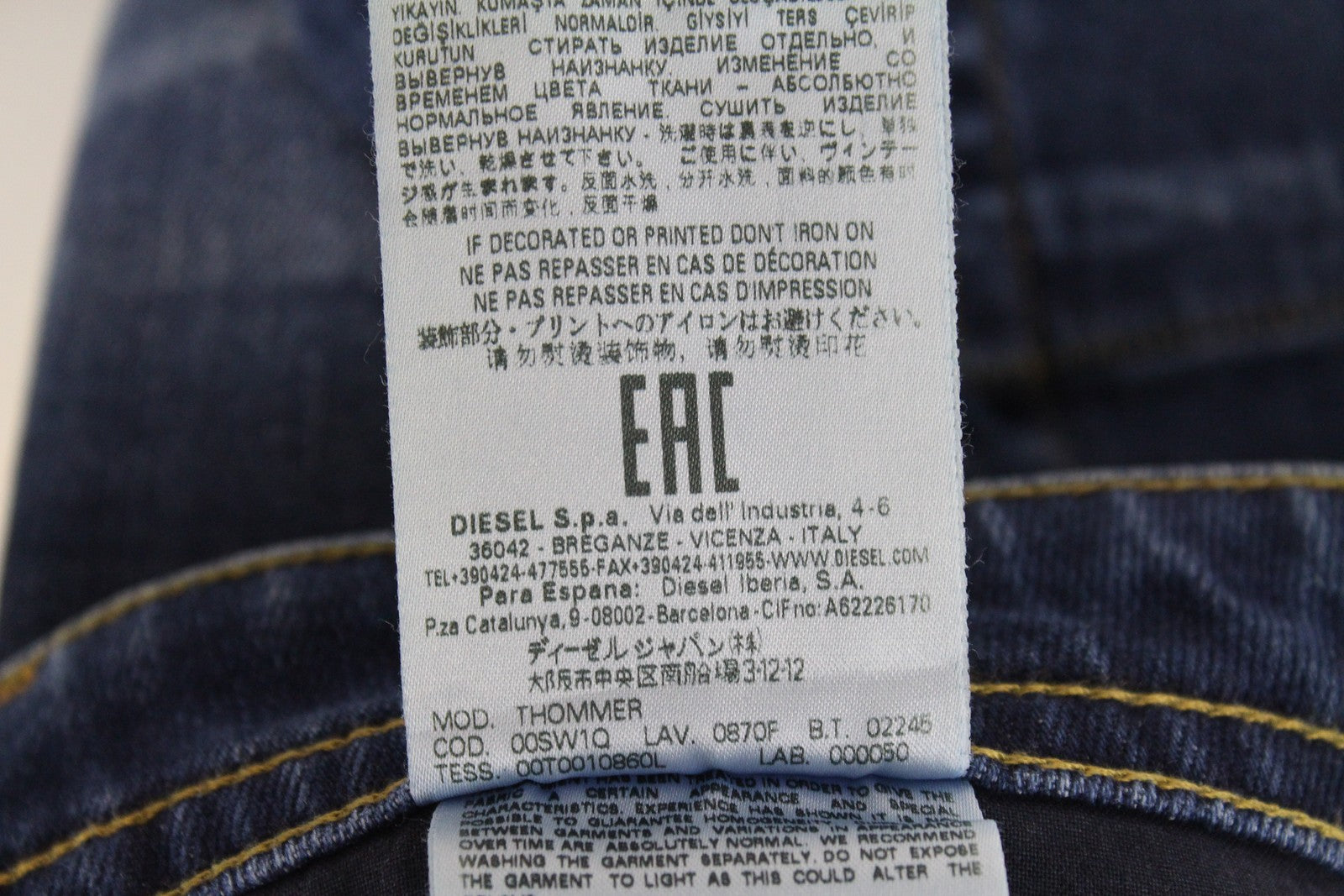 DIESEL Thommer 0870F vyriški džinsai W28/L32 Slim Skinny mėlyni, skalbtos medvilnės, tamprios 