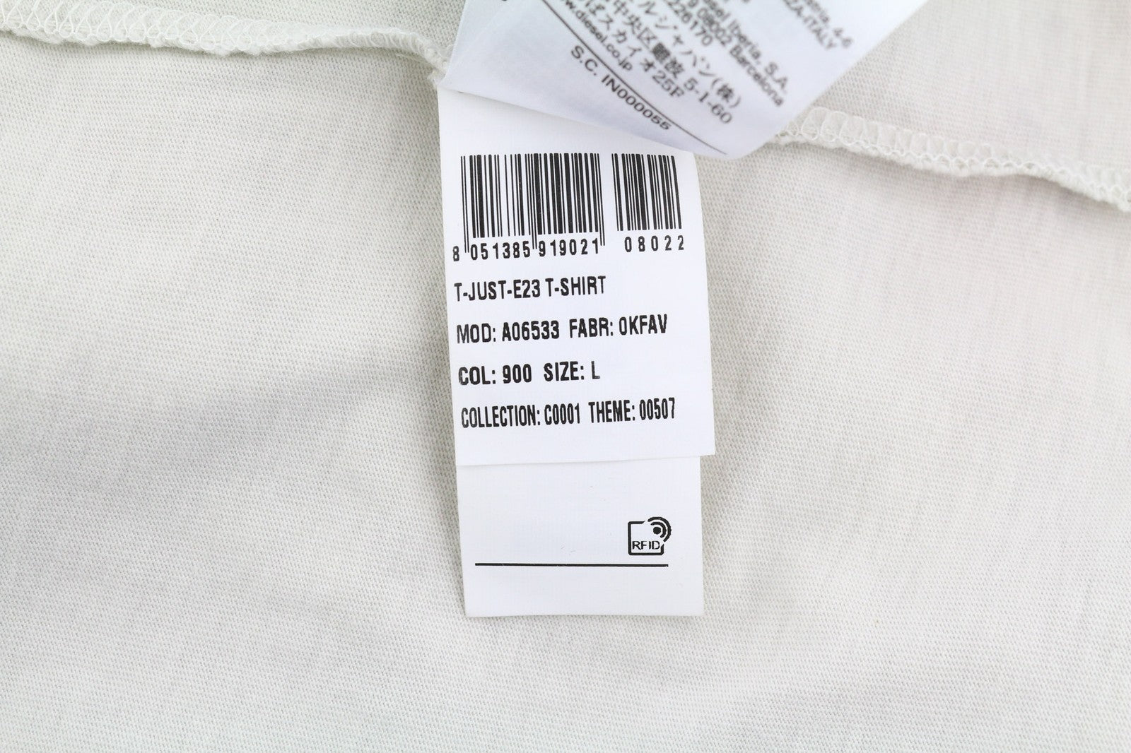 DIESEL T-Just-E23 vyriški marškinėliai su trumpomis rankovėmis, apvalia apykakle ir trikotažu, L dydžio, RRP 90 € 