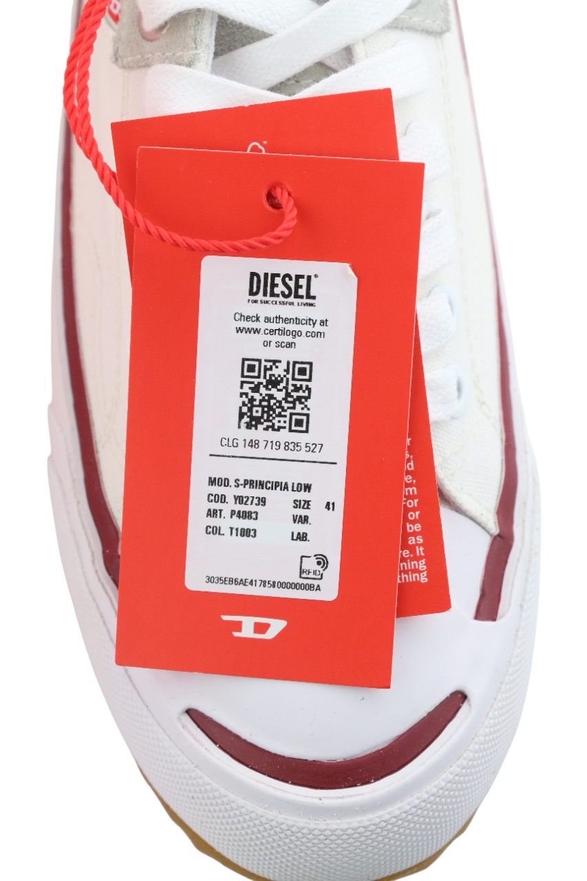 DIESEL S-Principia žemakulniai vyriški sportbačiai, EU41, balti, suvarstomi, žemakulniai, RRP 185 € 