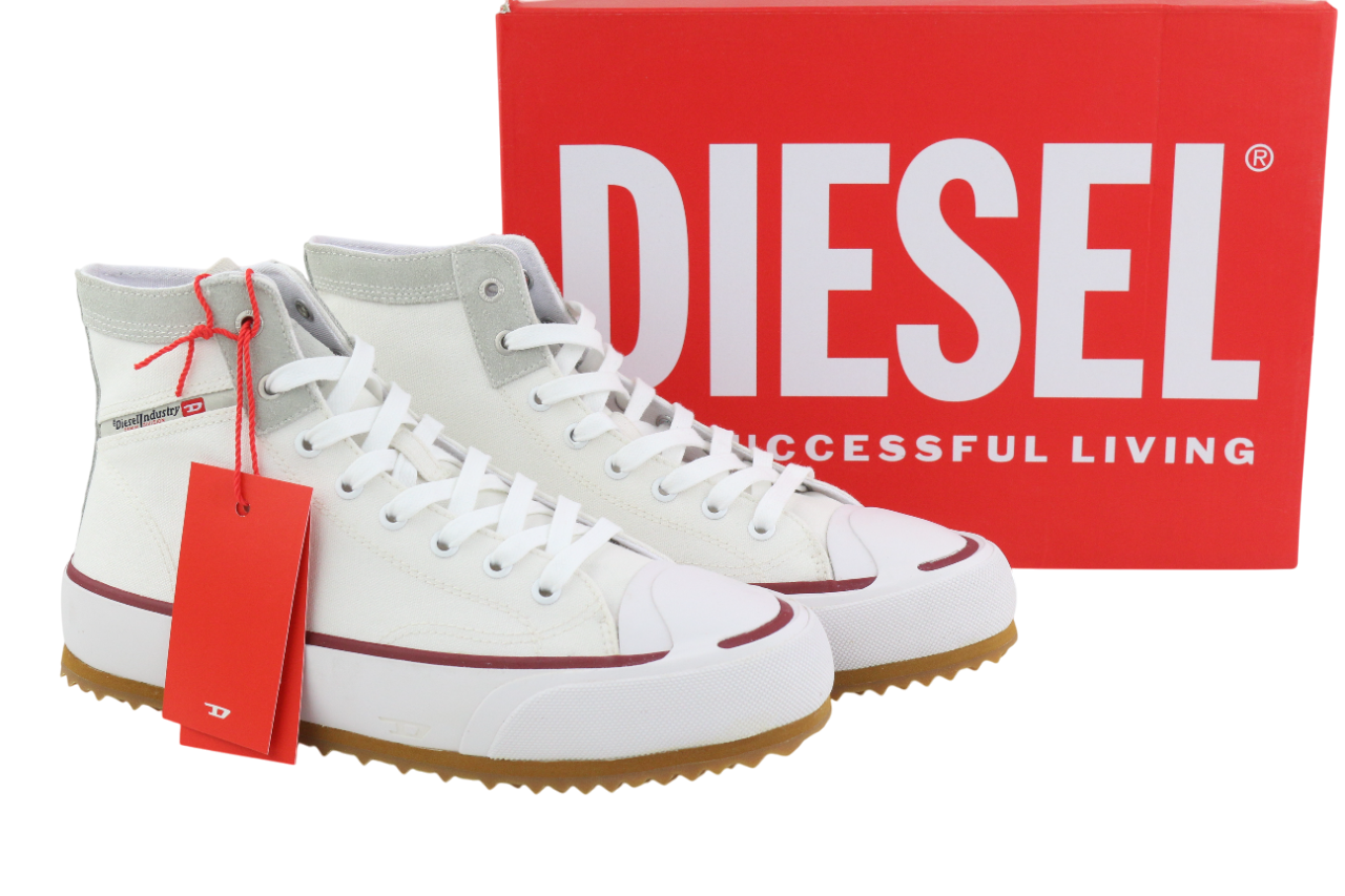 DIESEL S-Principia Mid vyriški sportbačiai, balti, EU42, aukštakulniai, rekomenduojama kaina – 185 € 