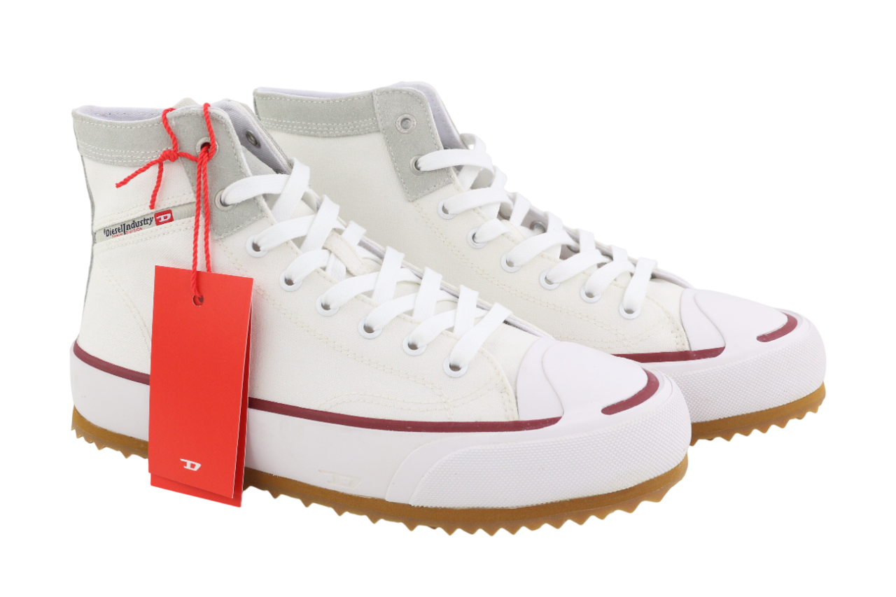 DIESEL S-Principia Mid vyriški sportbačiai, balti, EU42, aukštakulniai, rekomenduojama kaina – 185 € 