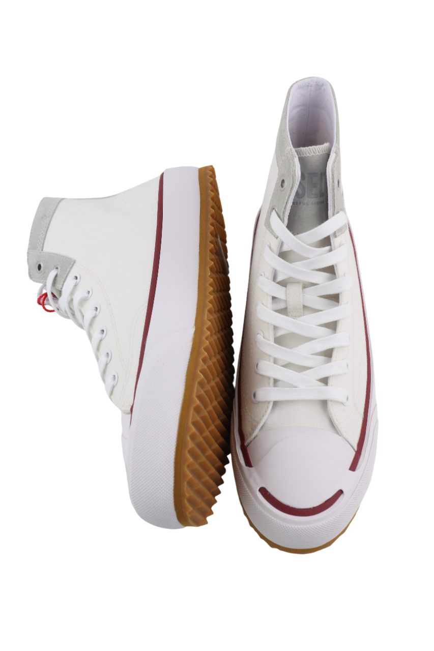 DIESEL S-Principia Mid vyriški sportbačiai, balti, EU42, aukštakulniai, rekomenduojama kaina – 185 € 