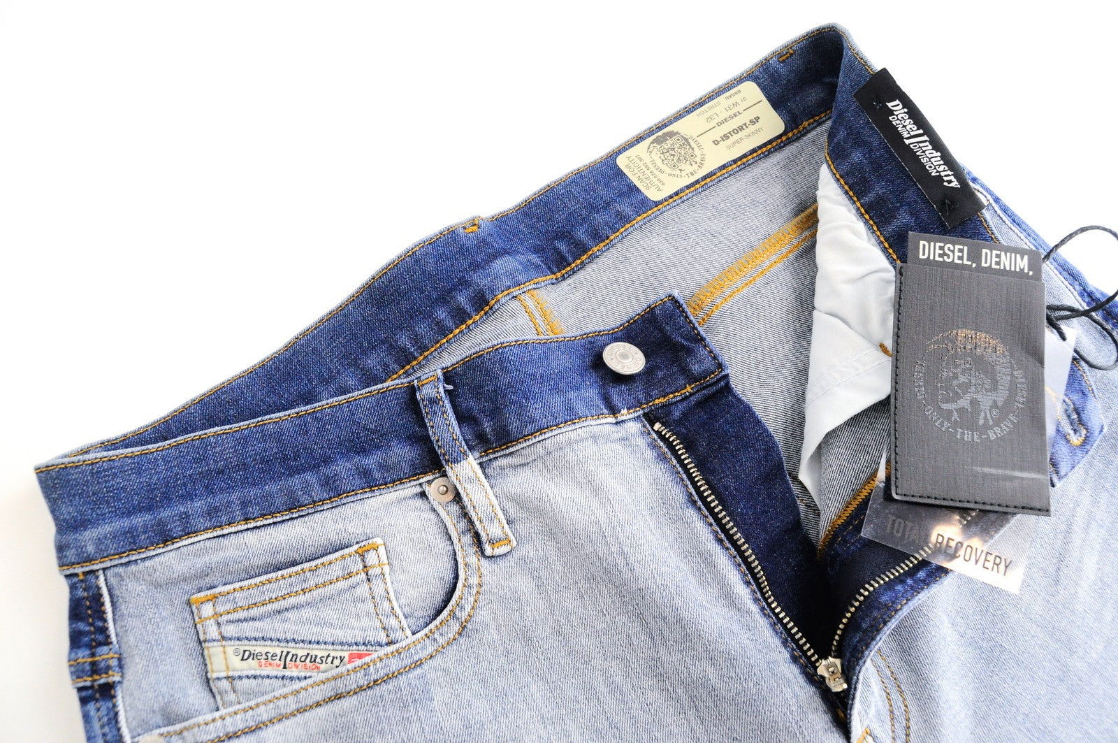 DIESEL D-Istort-SP 085AU vyriški džinsai W31/L32 mėlyni, aptempti, skalbti, tamprūs. 