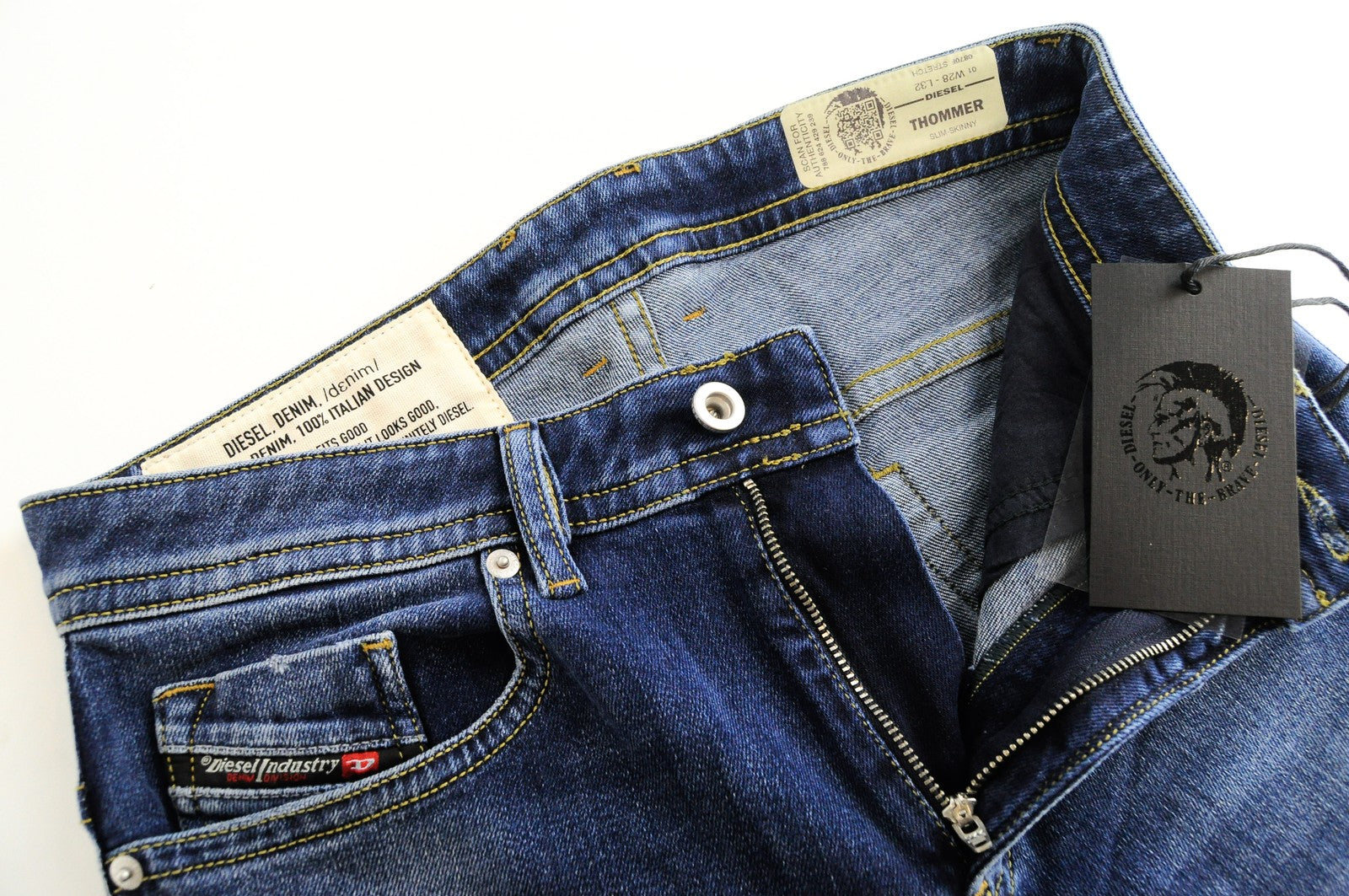 DIESEL Thommer 0870F vyriški džinsai W28/L32 mėlyni skalbtos medvilnės Slim Skinny 