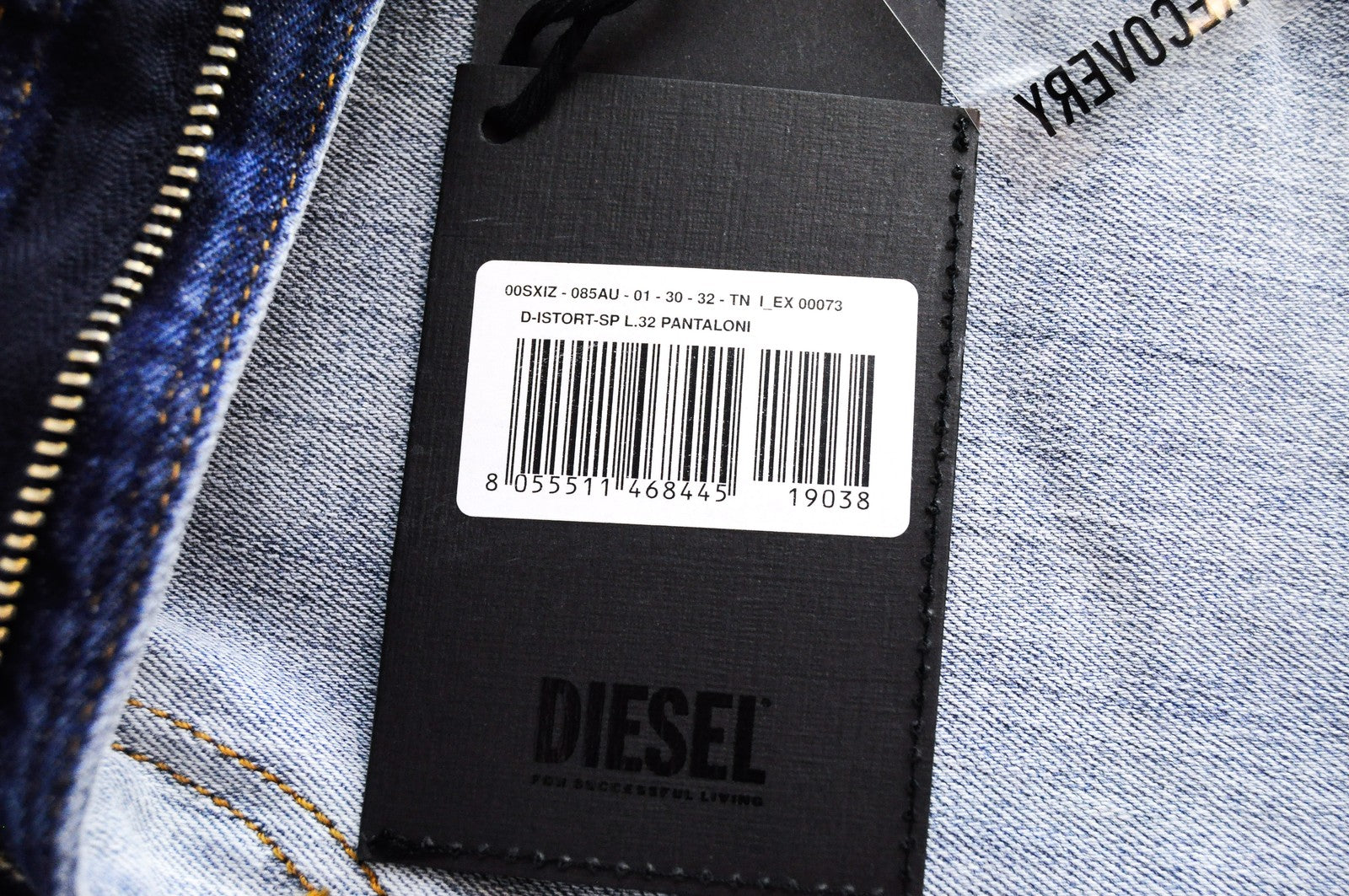 DIESEL D-Istort-SP 085AU vyriški džinsai W30/L32 šviesiai mėlyni, aptempti, tamprūs medvilniniai džinsai 