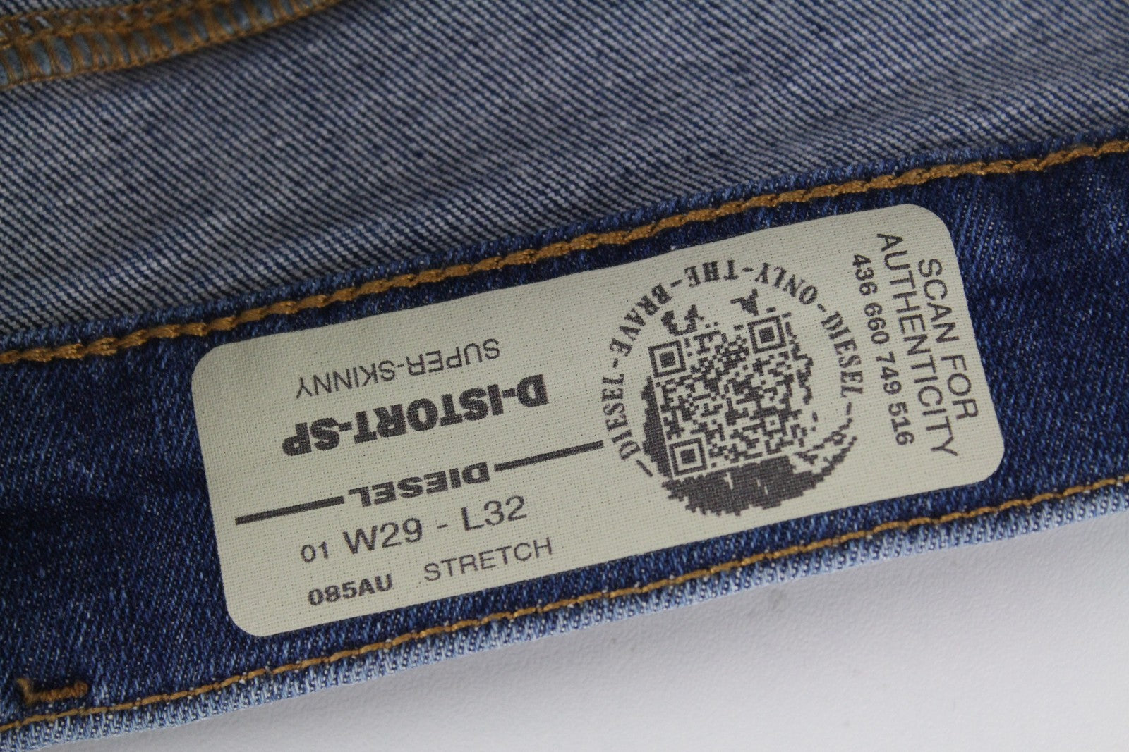 DIESEL D-Istort-SP 085AU vyriški džinsai W29/L32 itin aptempti, mėlyni, tamprūs 