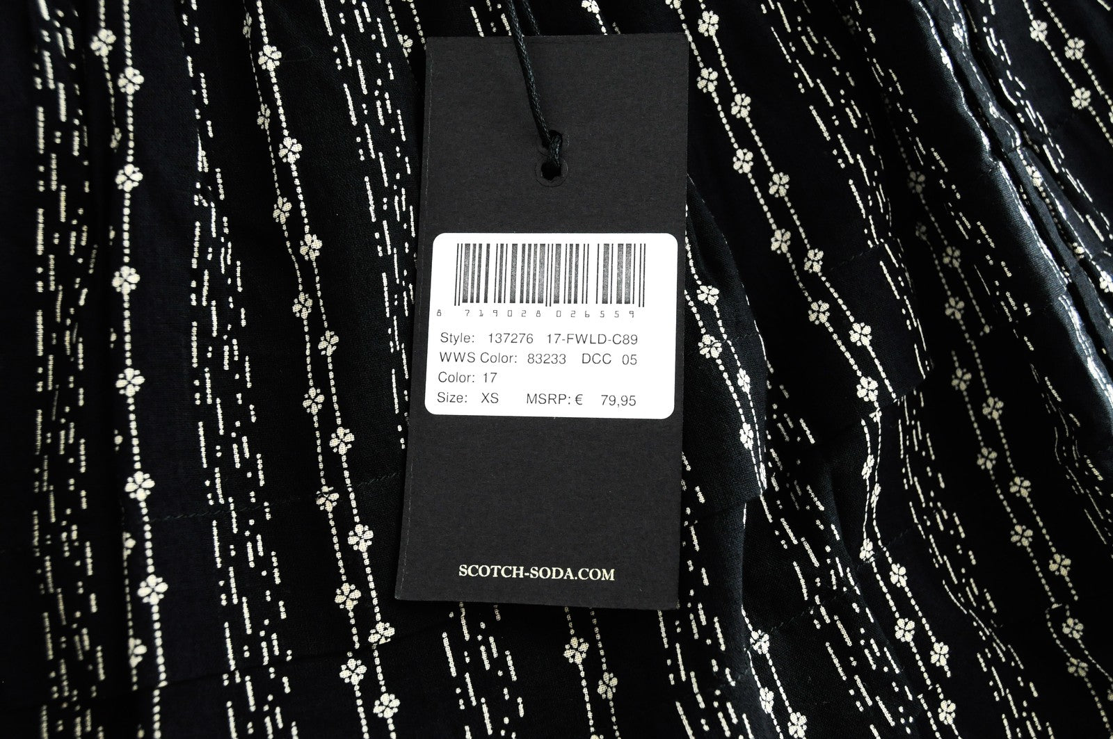 SCOTCH & SODA Ams Blauw womens Skirt XS Black Cotton Pleated Print Pull-On