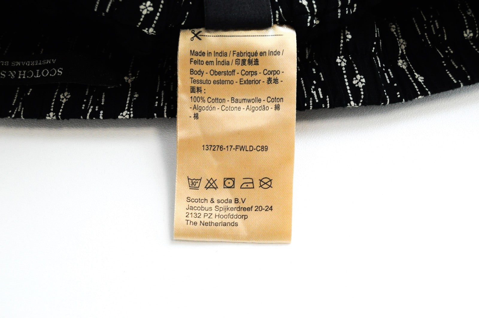 SCOTCH & SODA Ams Blauw womens Skirt XS Black Cotton Pleated Print Pull-On