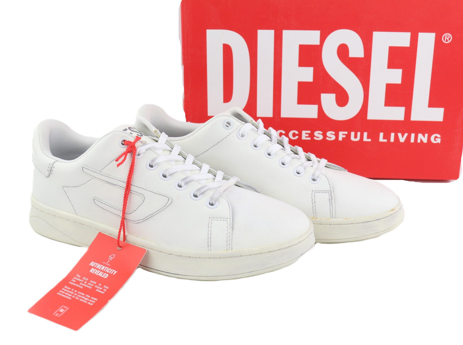 DIESEL S-Athene žemakulniai vyriški sportbačiai, balti, odiniai, su raišteliais, 41 €, RRP 160 € 