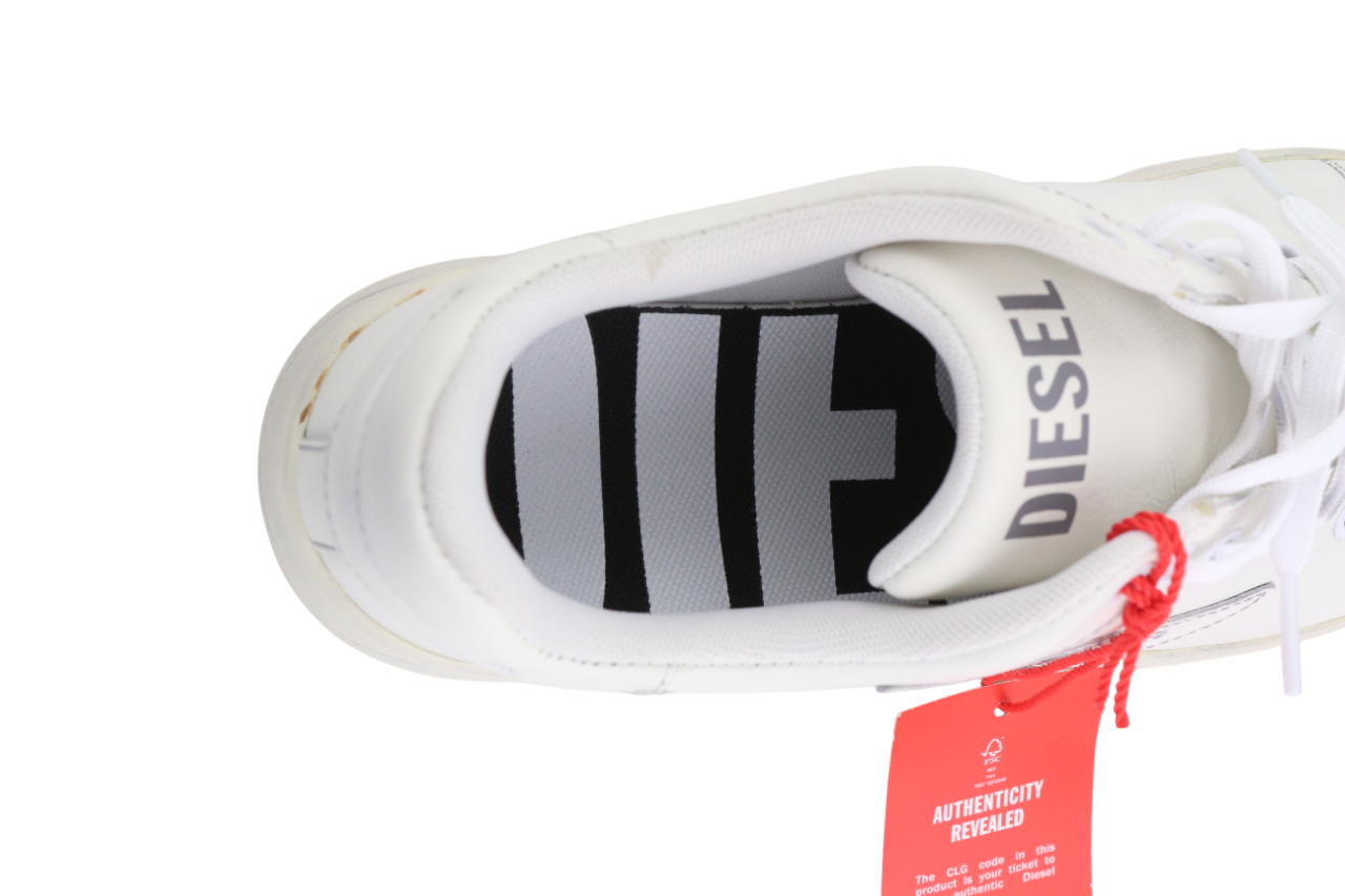 DIESEL S-Athene žemakulniai vyriški sportbačiai, balti, odiniai, su raišteliais, 41 €, RRP 160 € 