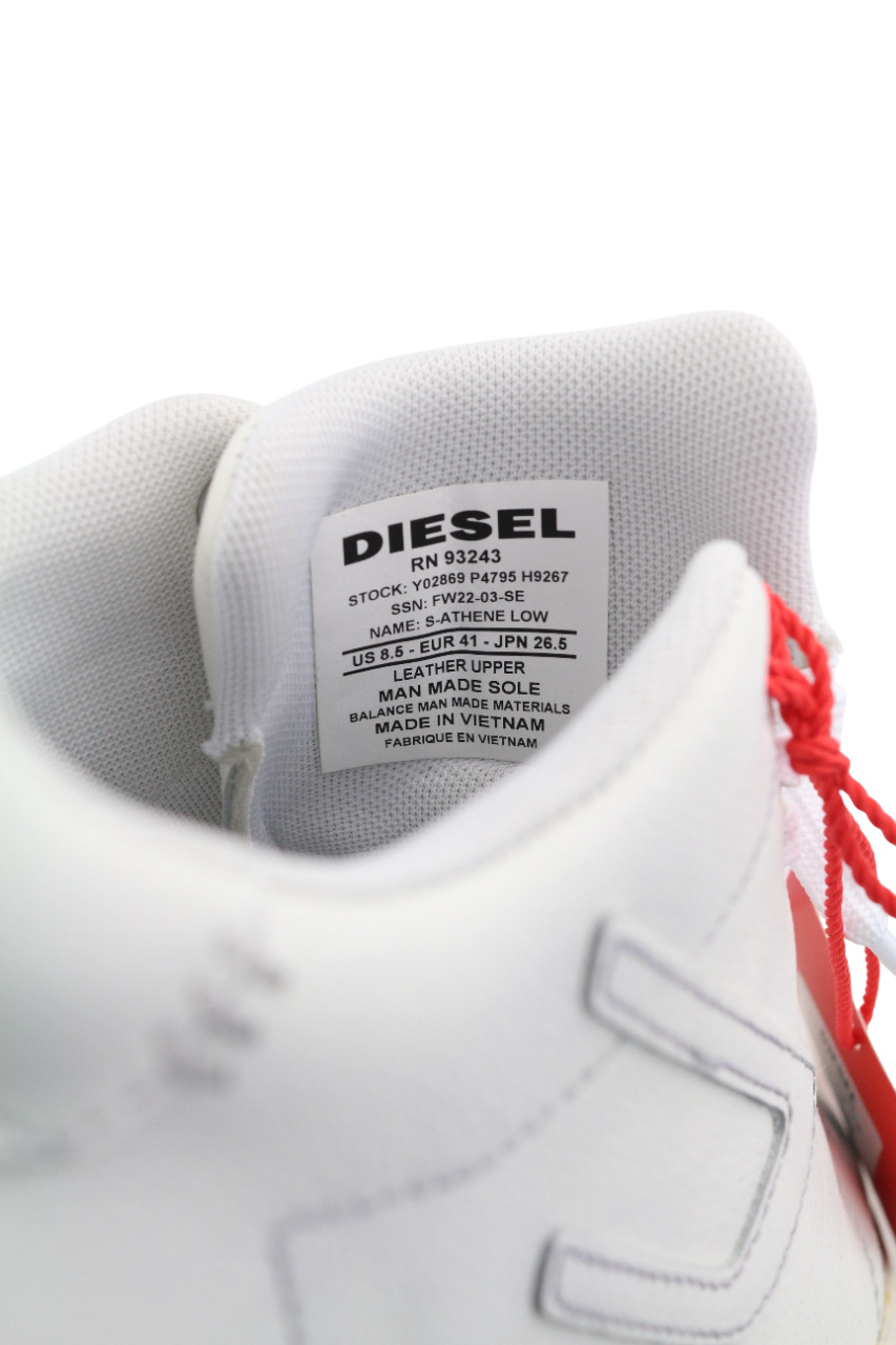 DIESEL S-Athene žemakulniai vyriški sportbačiai, balti, odiniai, su raišteliais, 41 €, RRP 160 € 