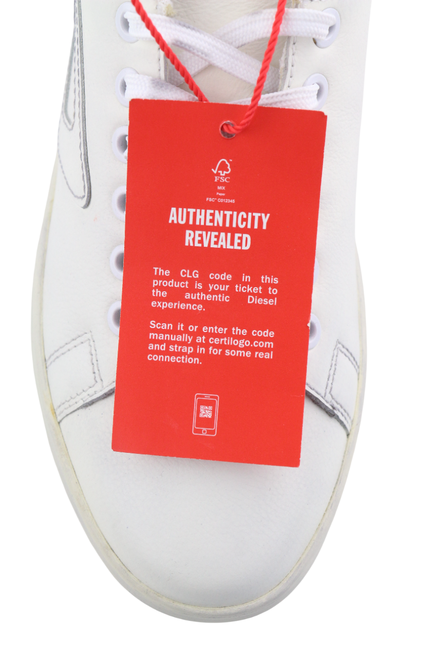 DIESEL S-Athene žemakulniai vyriški sportbačiai, balti, odiniai, su raišteliais, 41 €, RRP 160 € 