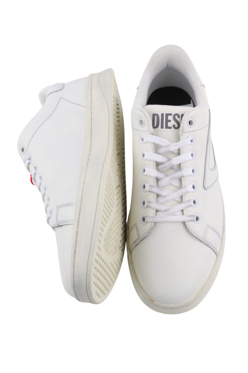 DIESEL S-Athene žemakulniai vyriški sportbačiai, balti, odiniai, su raišteliais, 41 €, RRP 160 € 