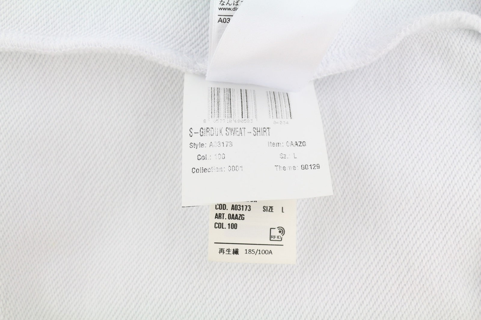 DIESEL S-Girduk vyriškas džemperis L dydžio, baltas, su užtiestomis kišenėmis, lengvas, rekomenduojama kaina – 150 € 