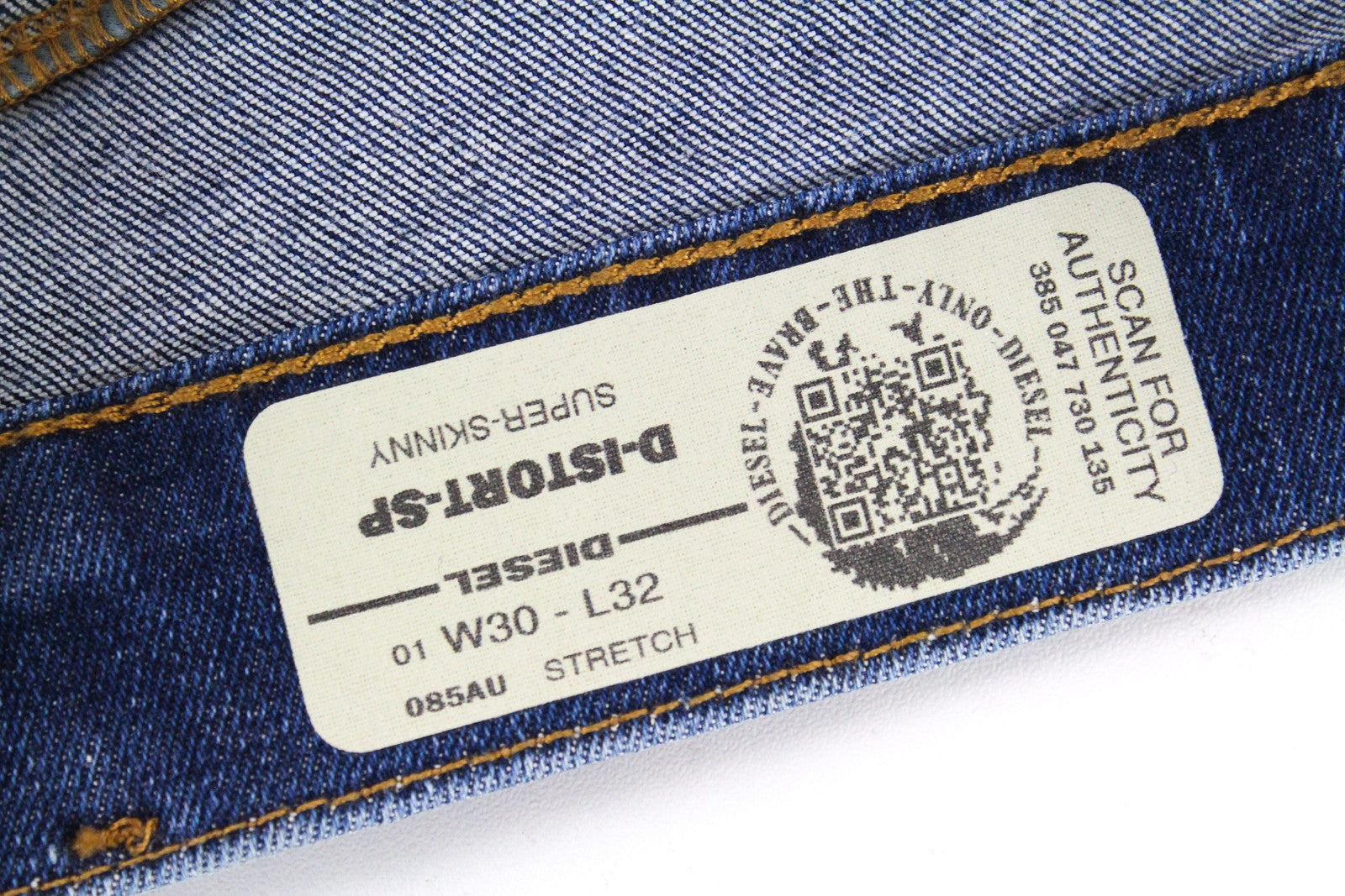 DIESEL D-Istort-SP 085AU vyriški W30/L32 aptempti, tamprūs, mėlyni, skalbti džinsai 