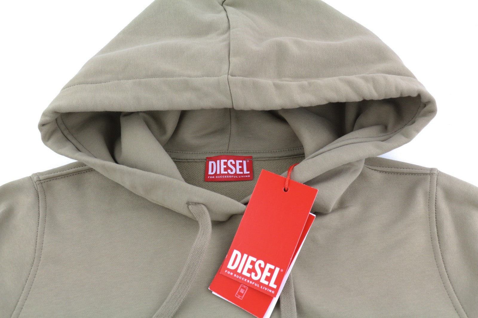 DIESEL F-Reggy-Hood-Doval-P moteriškas džemperis su gobtuvu XS dydžio, šviesiai rudas, rekomenduojama kaina – 135 € 