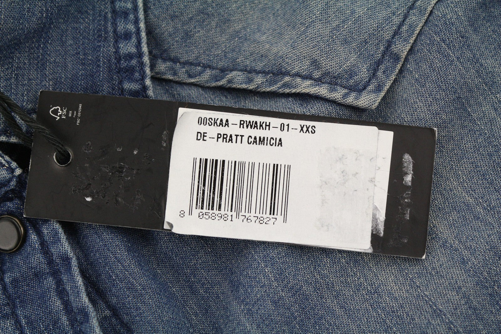 DIESEL De-Pratt moteriški marškinėliai, 2XS, džinsiniai, vesterno stiliaus, skalbti, išskleidžiamo kaklo, su sagomis. 