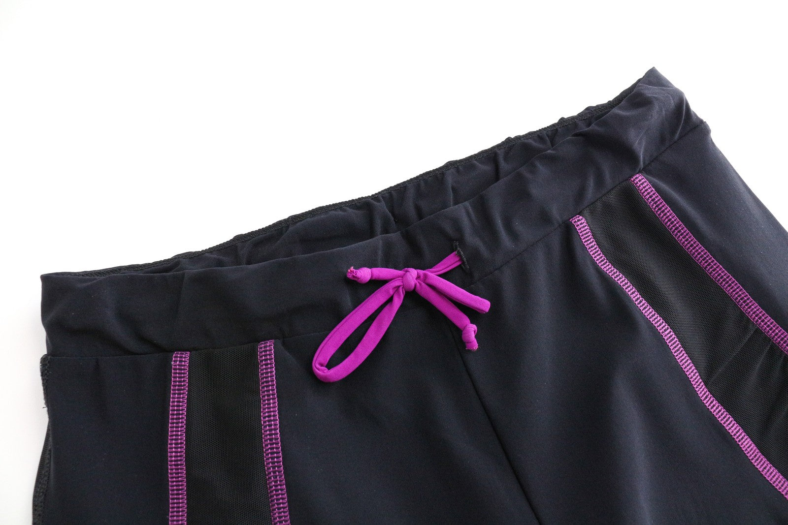 SWEATY BETTY Women's Leggings XS Cropped Front Tie Black Pink Stretch Workout