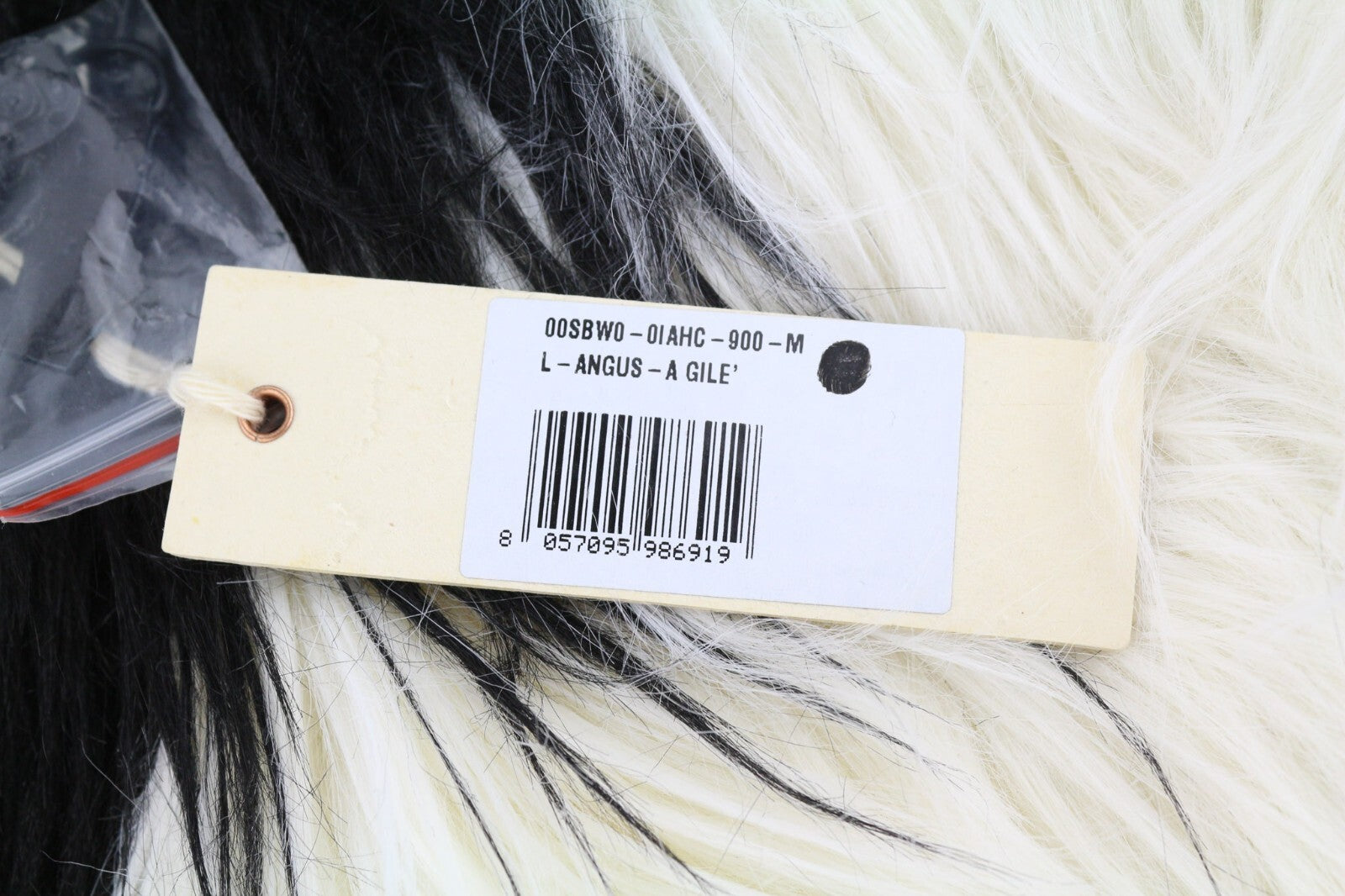 DIESEL L-Angus-A moteriška liemenė M su dirbtiniu kailiu, pūkuotu dryžuotu raštu, juoda ir balta 