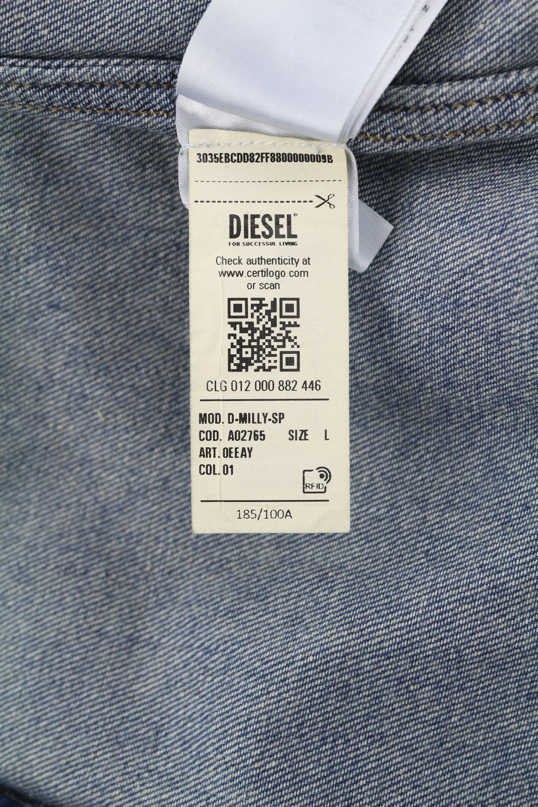 DIESEL D-Milly-SP vyriški marškinėliai, L dydžio, džinsiniai, su uždėtinėmis kišenėmis, sagomis, išplatinta kaklo linija, mėlyni. 