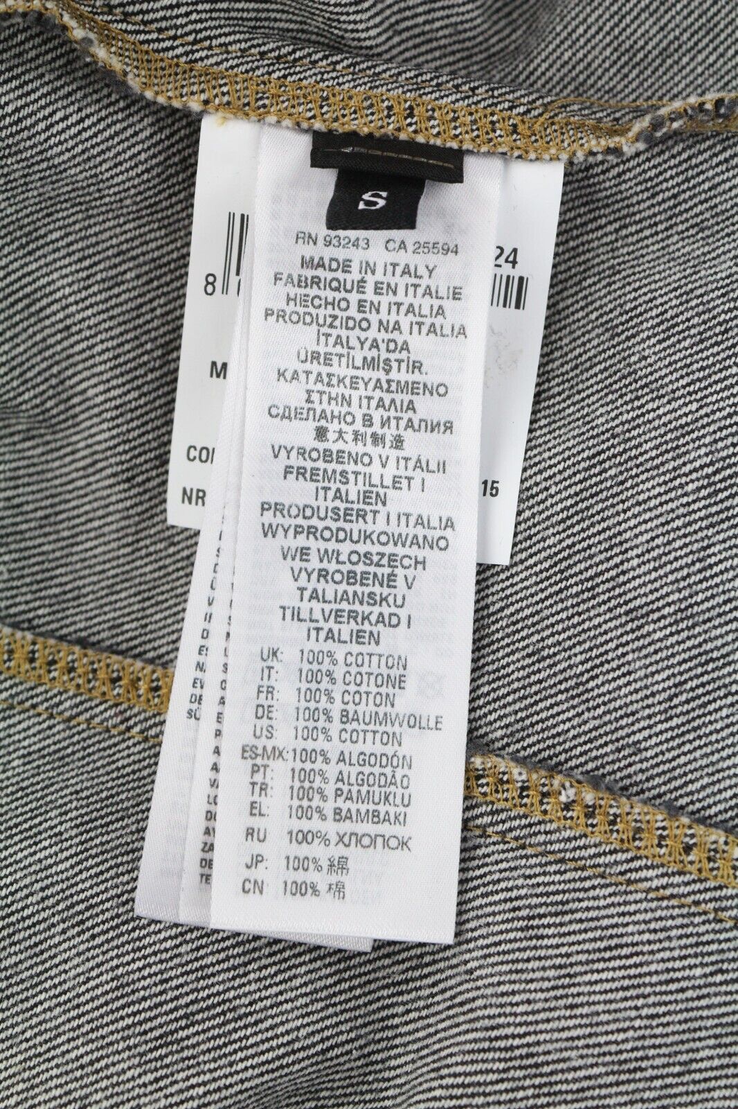 DIESEL De-Rin-F moteriški marškinėliai S džinsinio audinio, vesterno spalvos, tamsiai juodi, išskleidžiamo kaklo, su sagomis.