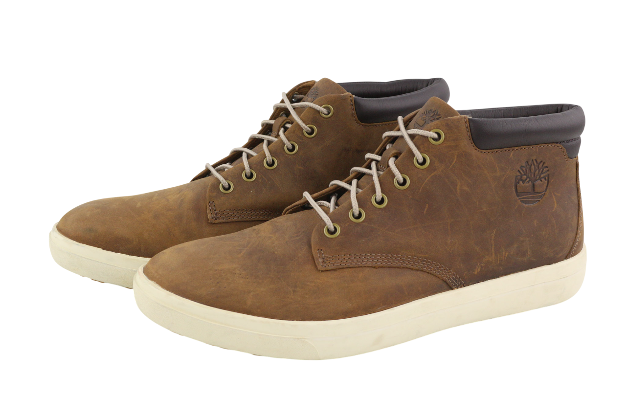 TIMBERLAND A2AMJ vyriški aulinukai EU45/46 vidutinio rudumo odiniai su raišteliais ir logotipu ReBOTL 