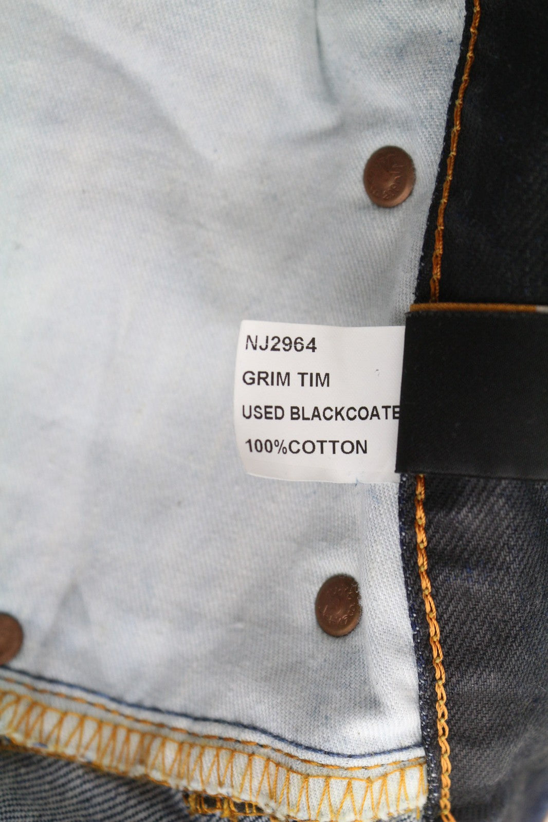 NUDIE Grim Tim vyriški džinsai W28/L32, dėvėti, juodi, dengti, ploni, tiesūs, skalbto logotipo imitacijos džinsai. 