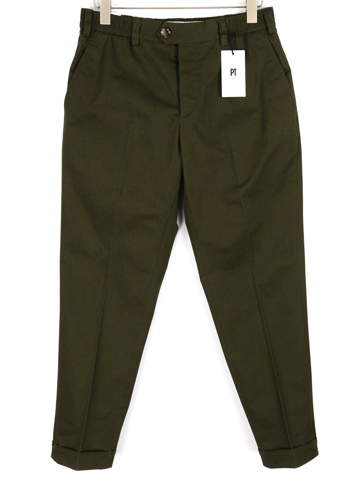 PT TORINO „The Rebel“ vyriškos kelnės W32 tamsiai rudos su elastingu juosmeniu ir užlenkiama saga