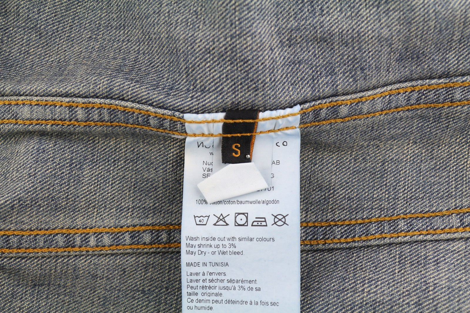 NUDIE Billy vyriška striukė S, žvilganti indigo spalvos, plėšyta, sagomis užsegama apykakle 