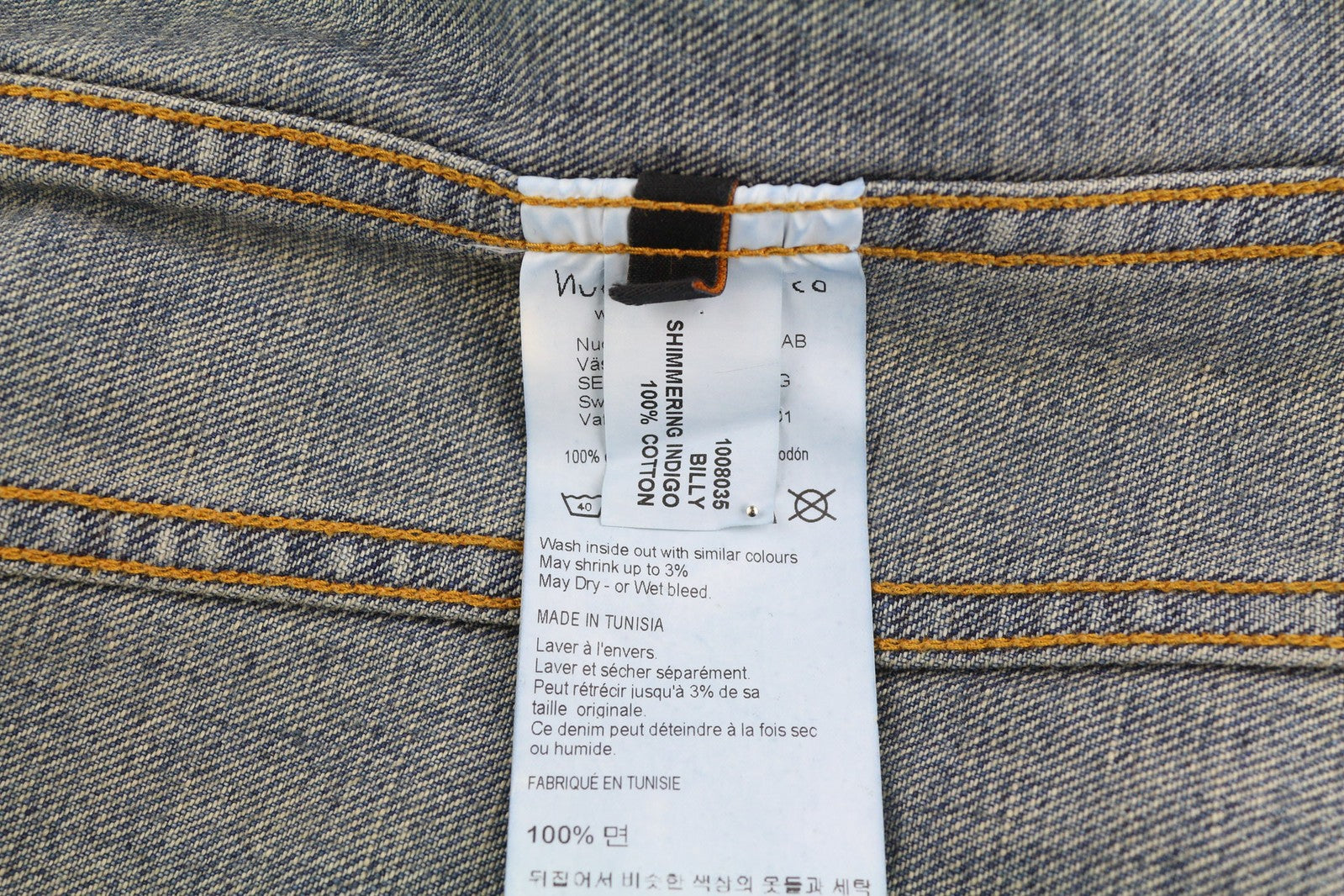 NUDIE Billy vyriška striukė S, žvilganti indigo spalvos, plėšyta, sagomis užsegama apykakle 